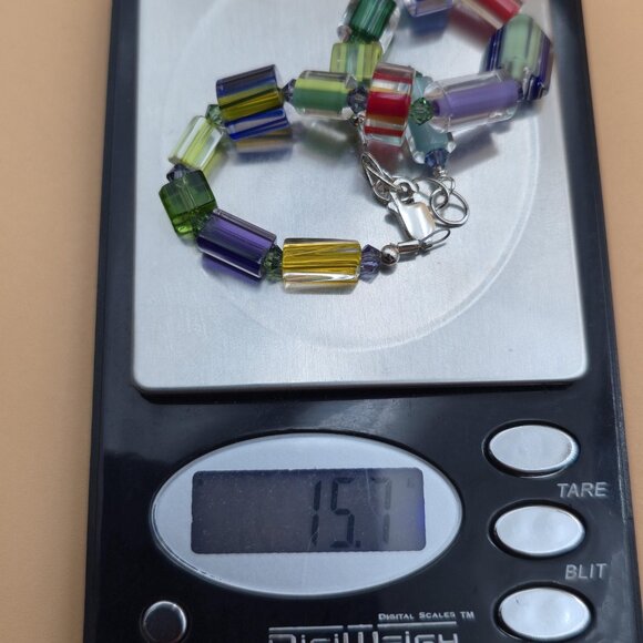 7+1 Inch Sterling Silver Colorful Plastic Handmade Bracelet B647 - Picture 6 of 6